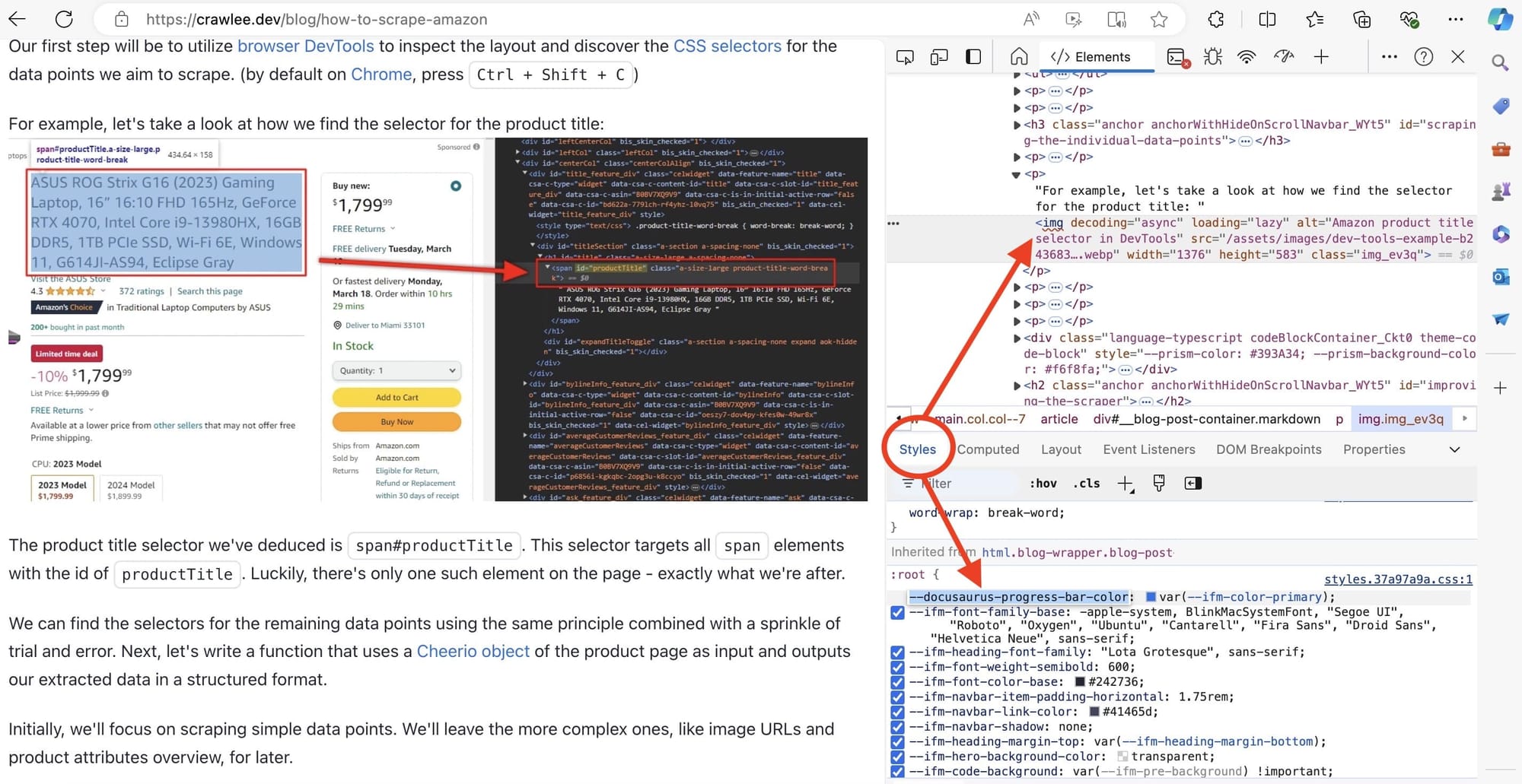 How to inspect elements in Edge. 8. Edit the CSS of the page