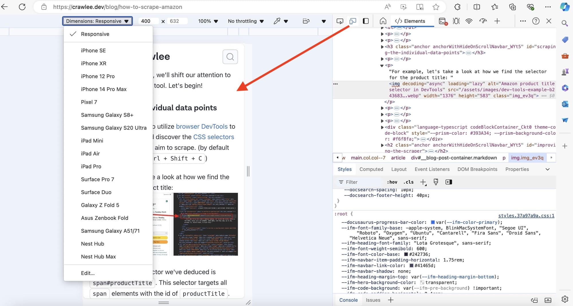 How to inspect elements in Edge. 9. Inspect the mobile version of the page