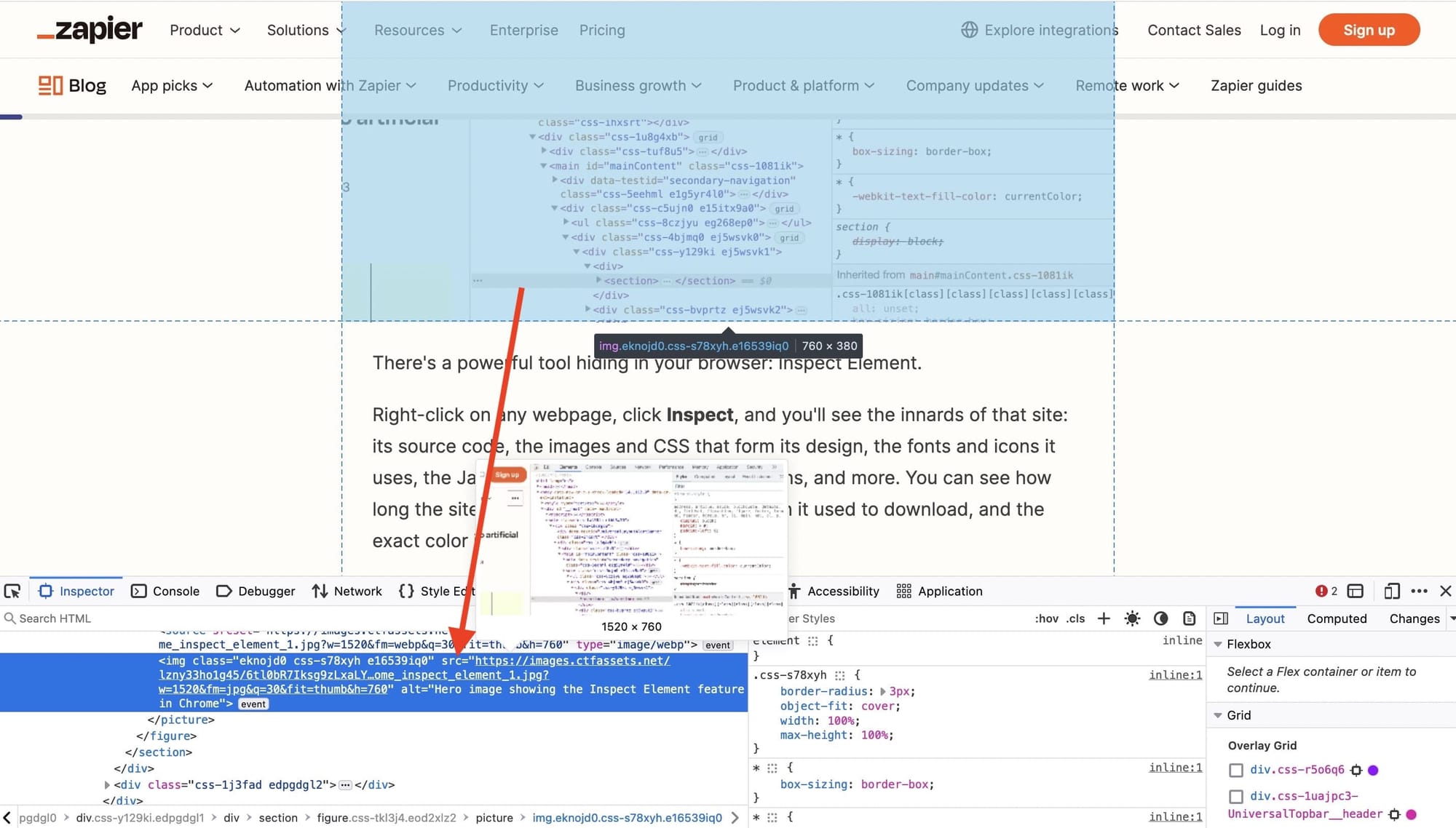 How to inspect elements in Firefox. 6. Change image element