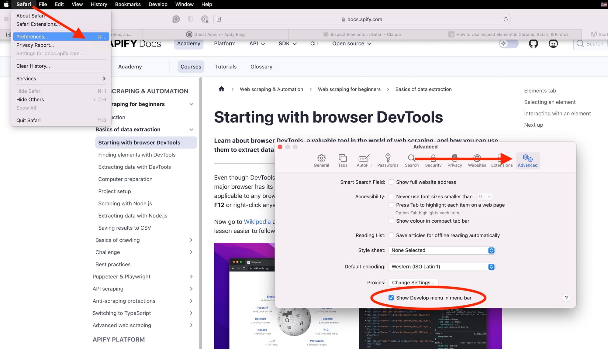 How to inspect elements in Safari. 1. Open developer tools in Safari