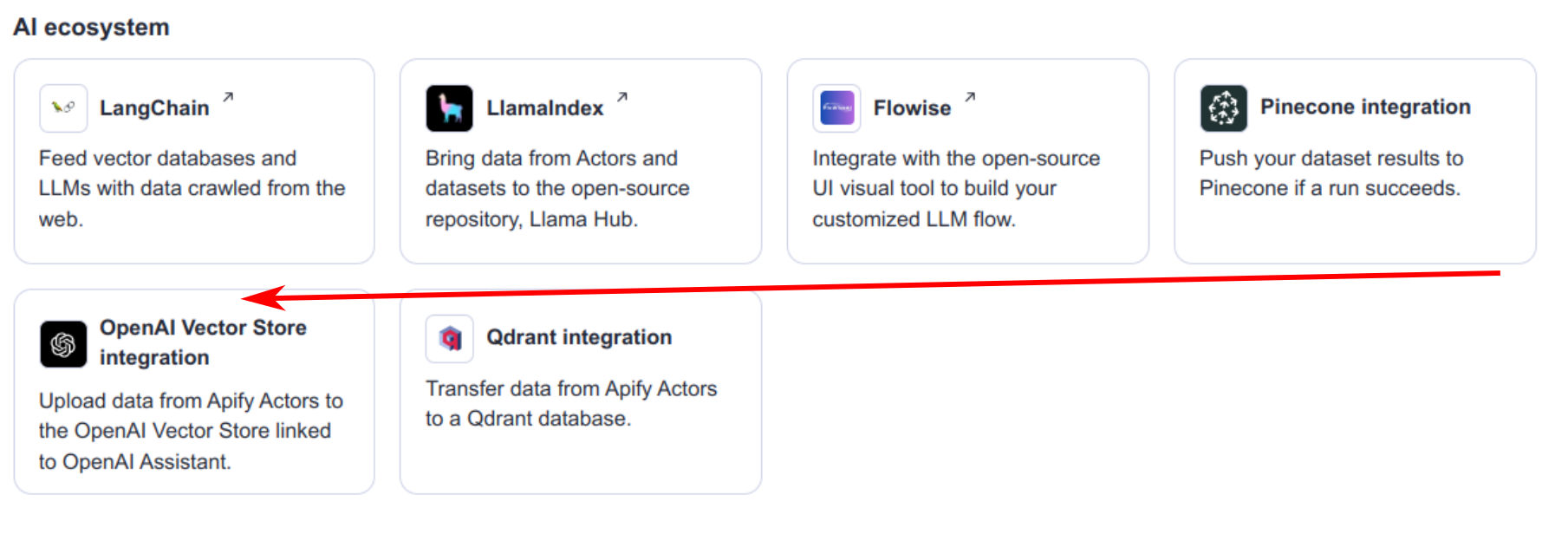 Choose OpenAI Vector Store integration