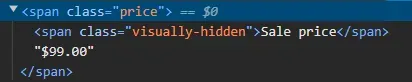 Hidden text element in price node