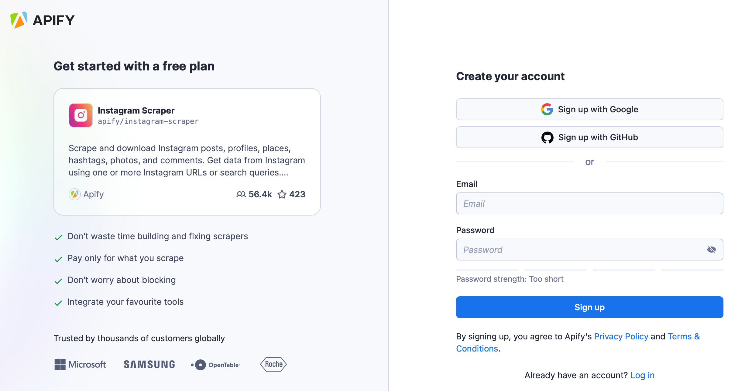 Use Instagram Scraper on a free Apify plan