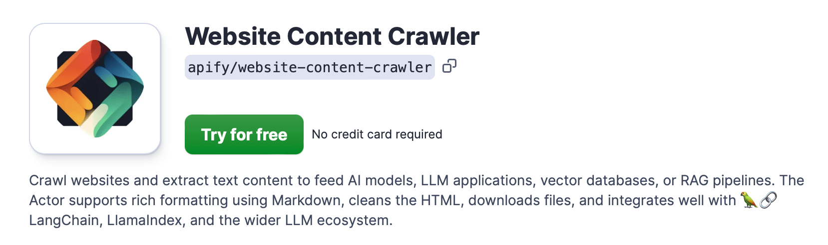 Try Website Content Crawler for free to use it for text scraping