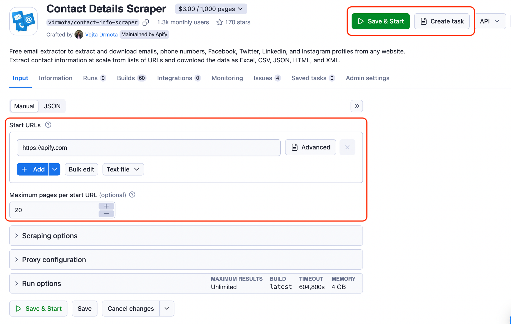 Contact Details Scraper for lead scraping - Apify Console