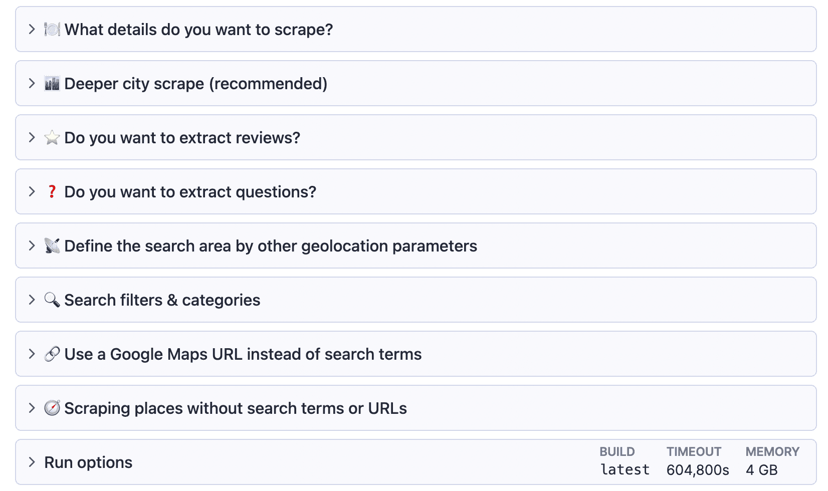 Google Maps Scraper filters