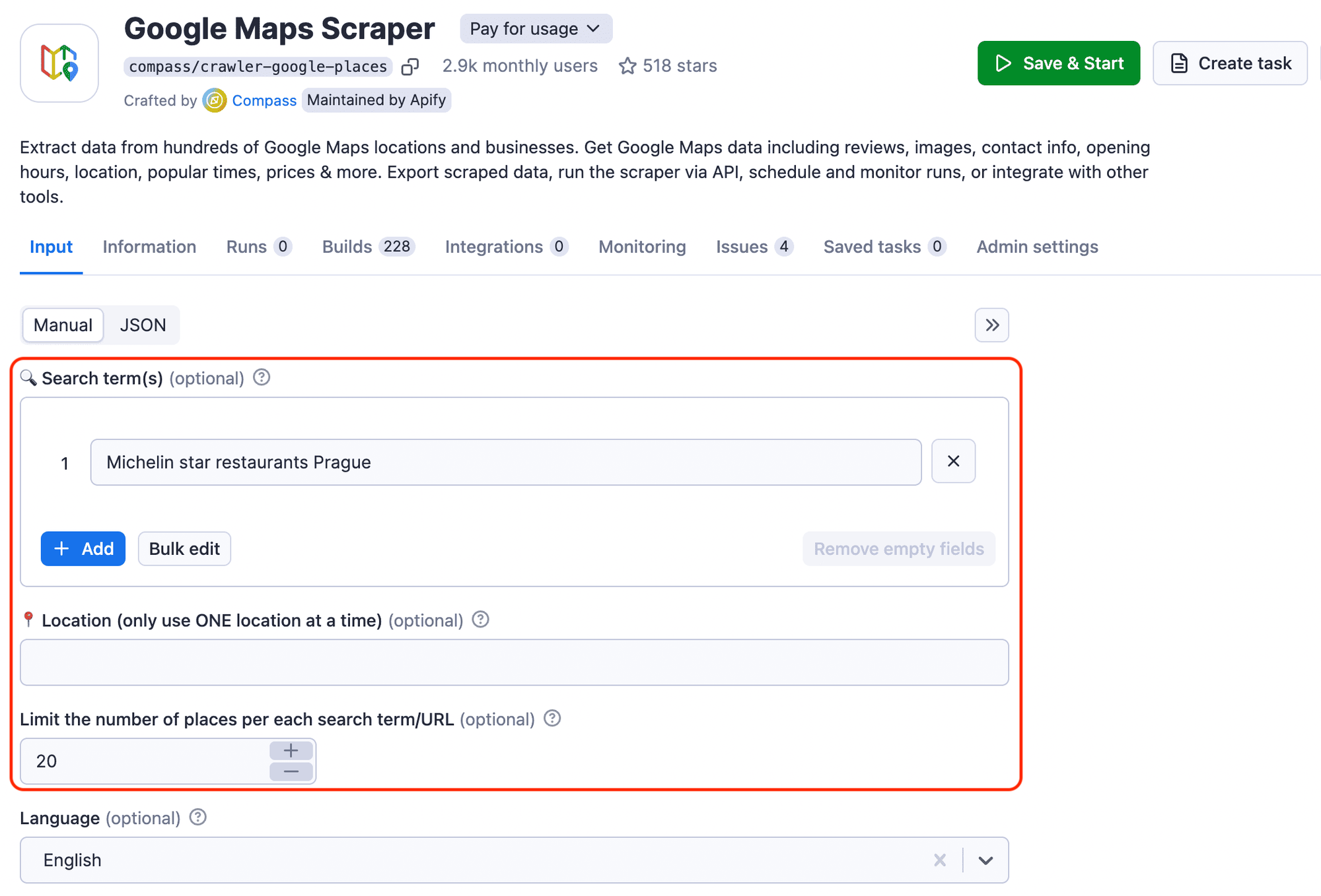 Google Maps Scraper - Apify