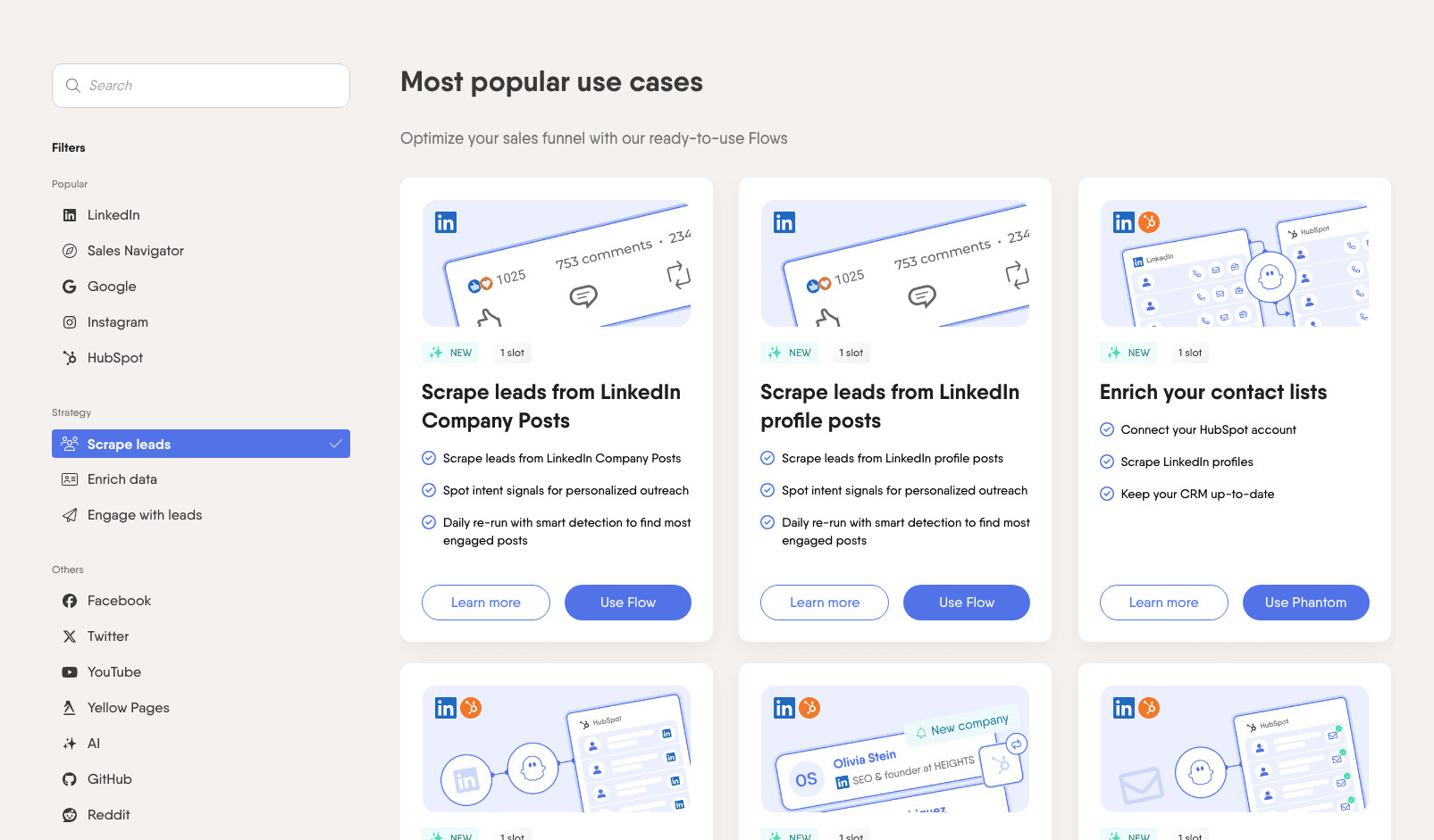 PhantomBuster popular use cases - Scrape leads, enrich data, engage with leads