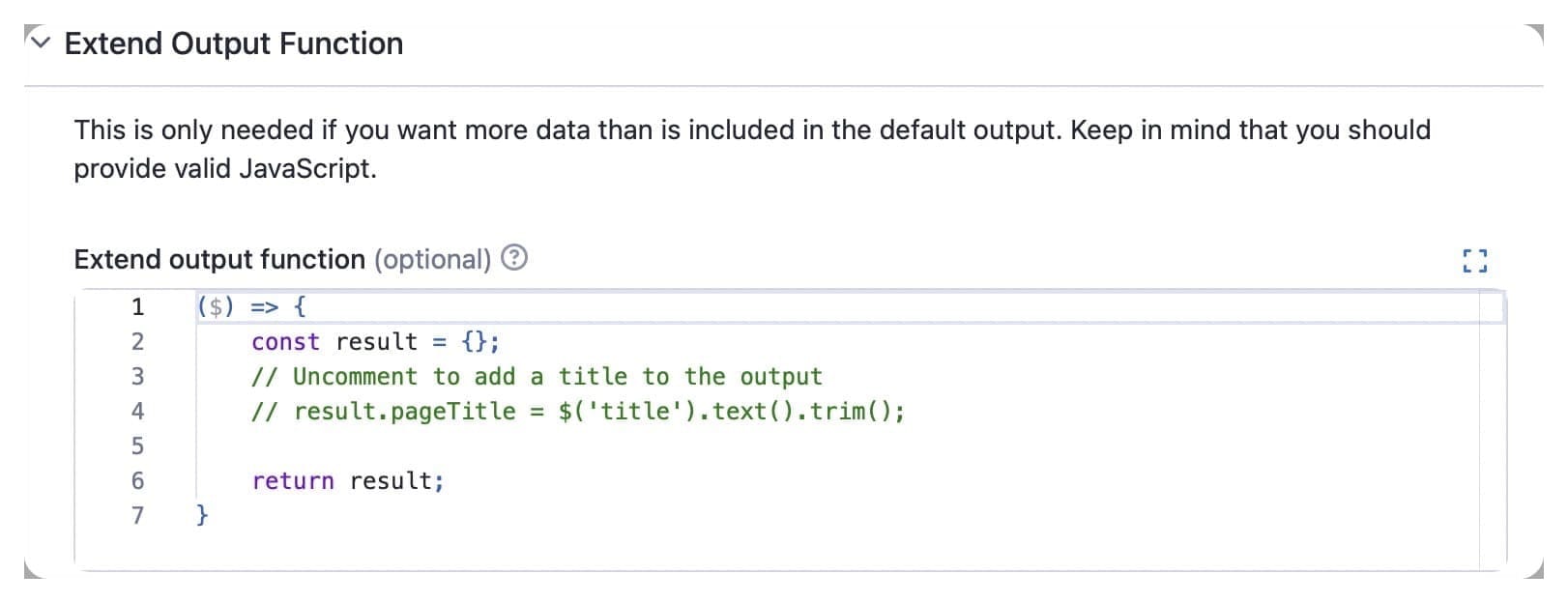 Extend output function for text scraping