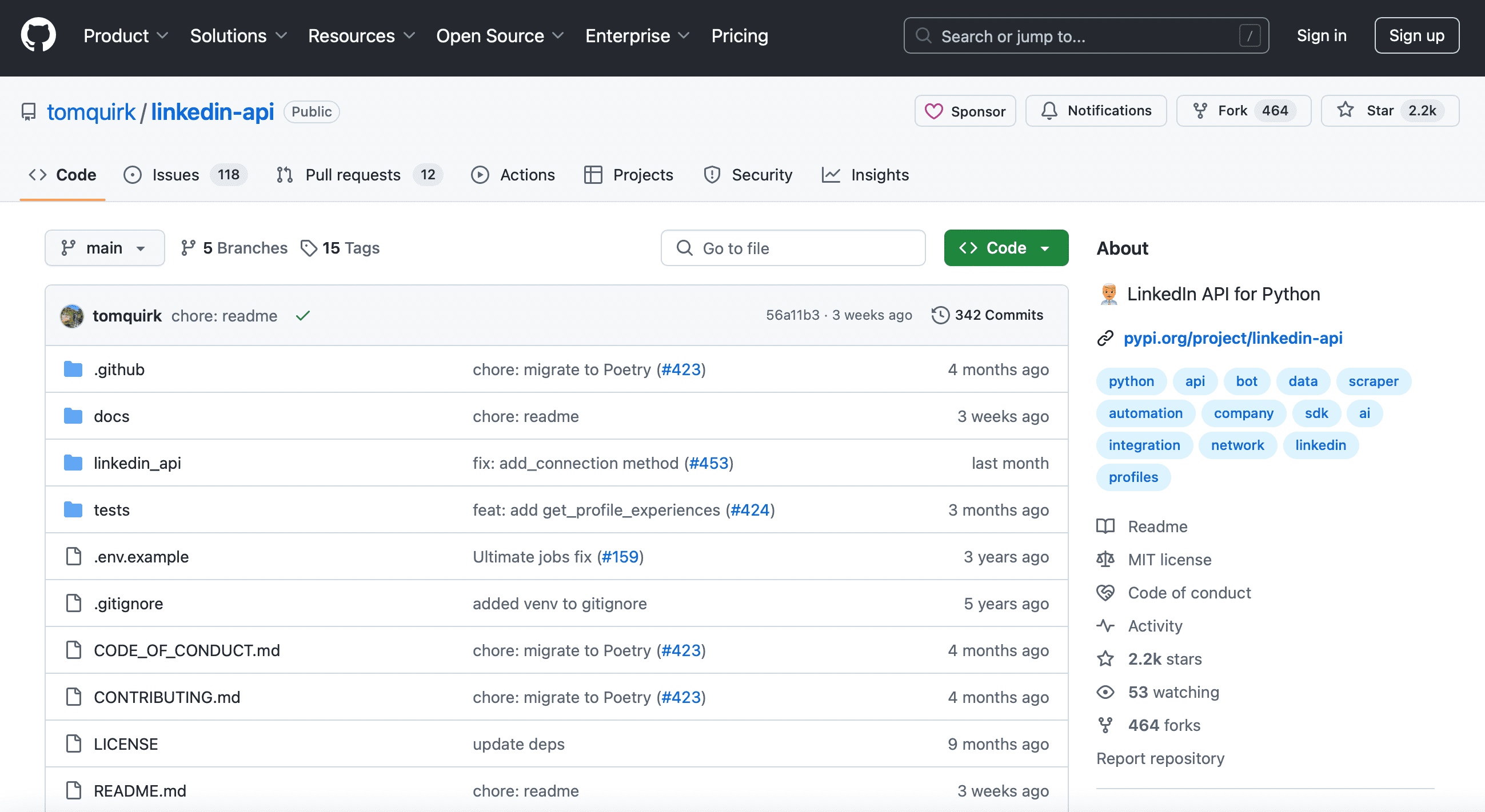 LinkedIn API on GitHub