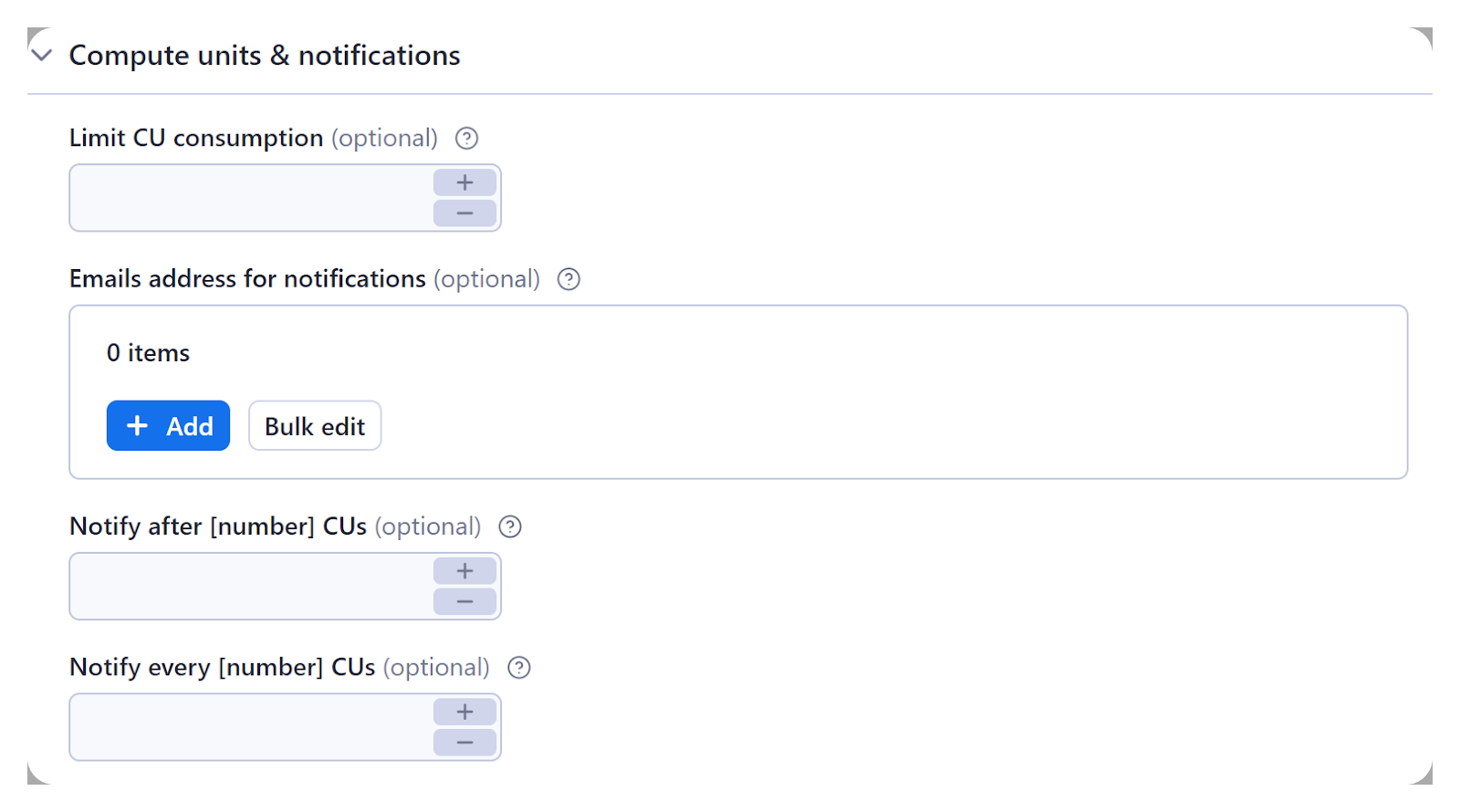 Choose compute units and notifications options for text scraping