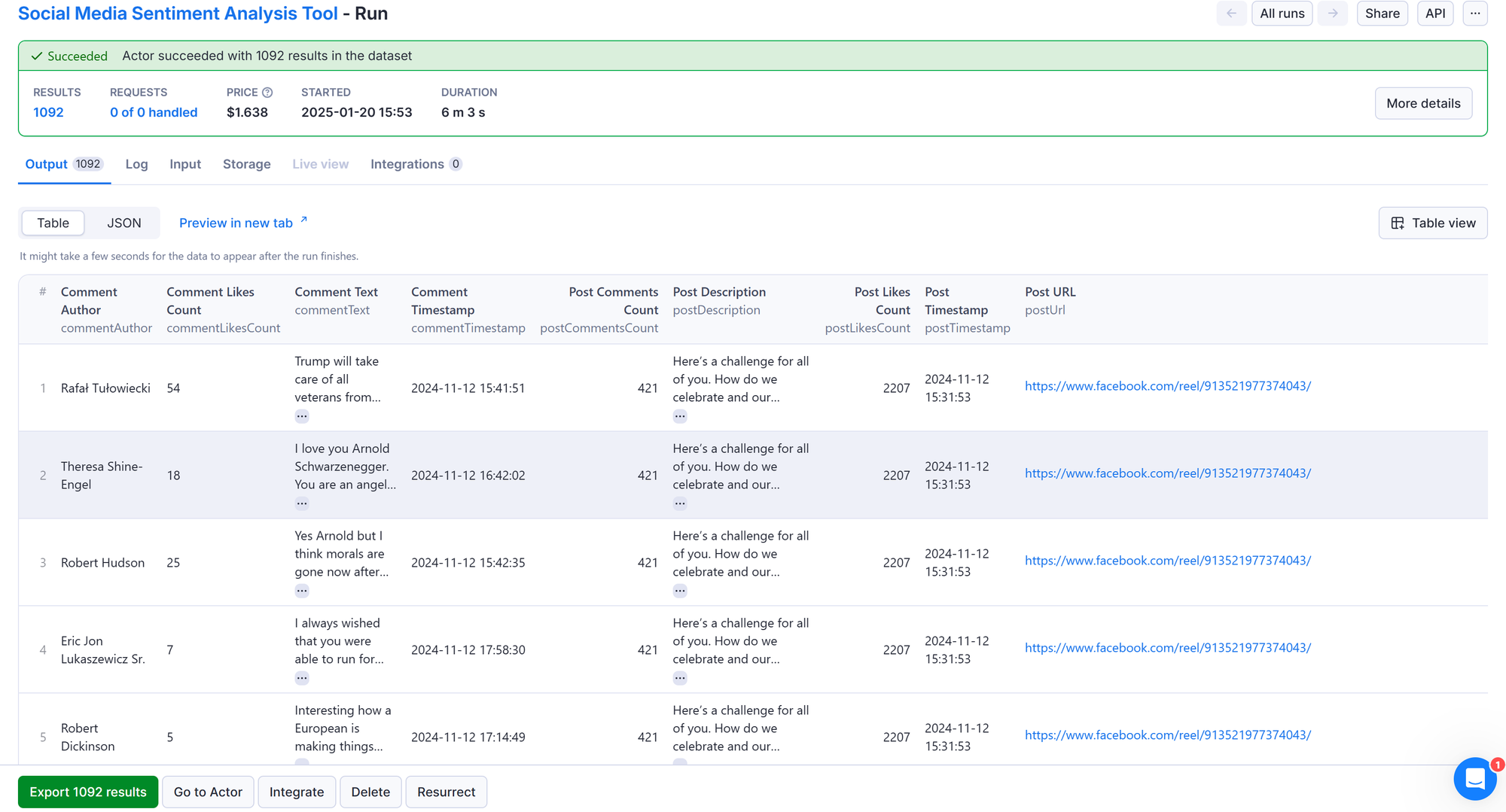 Social Media Sentiment Analysis Tool - Output