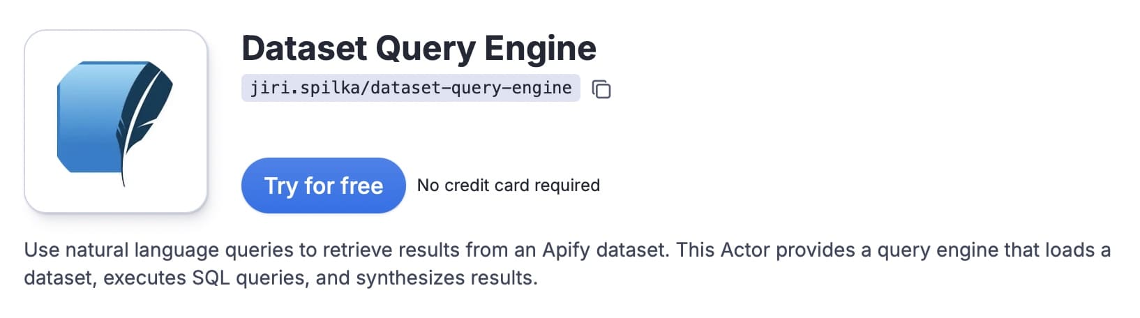 Try Dataset Query Engine on Apify Store