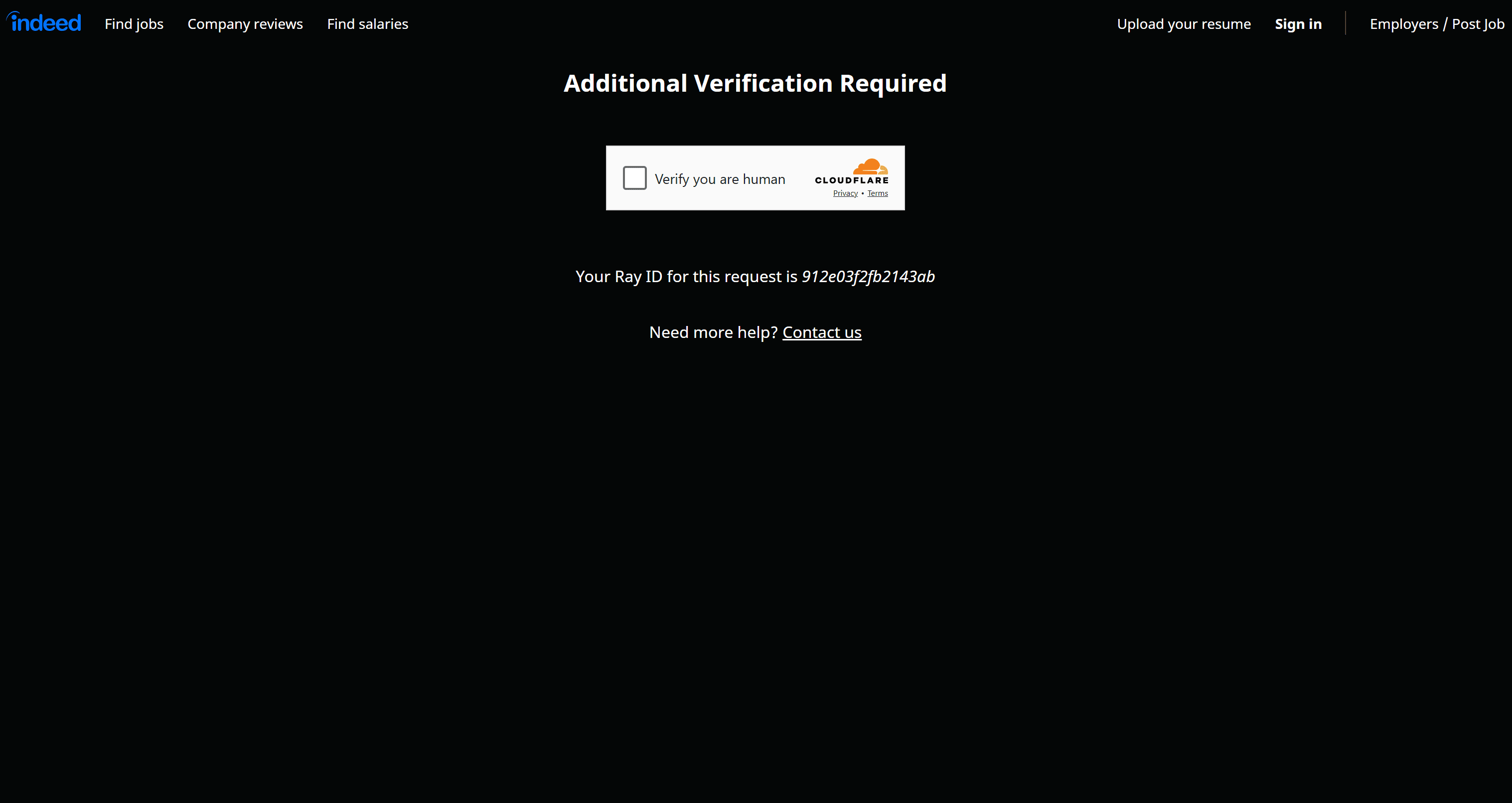 The “Additional Verification Required”. Indeed error page