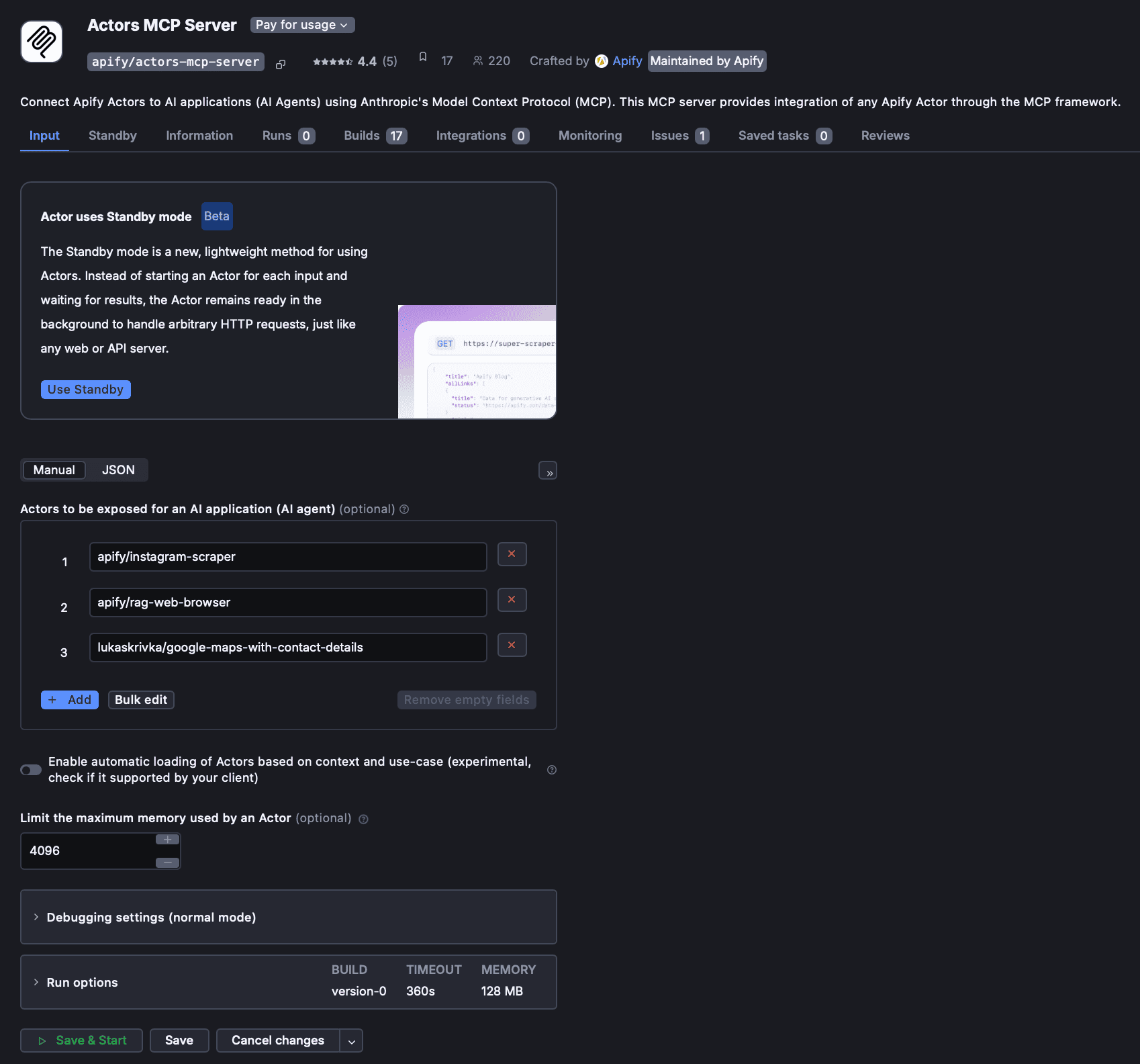Actor MCP Server UI