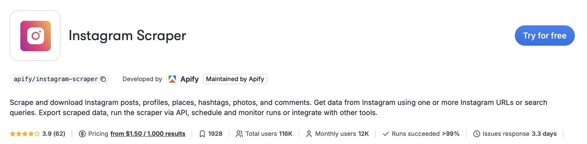 Instagram Scraper - Try for free