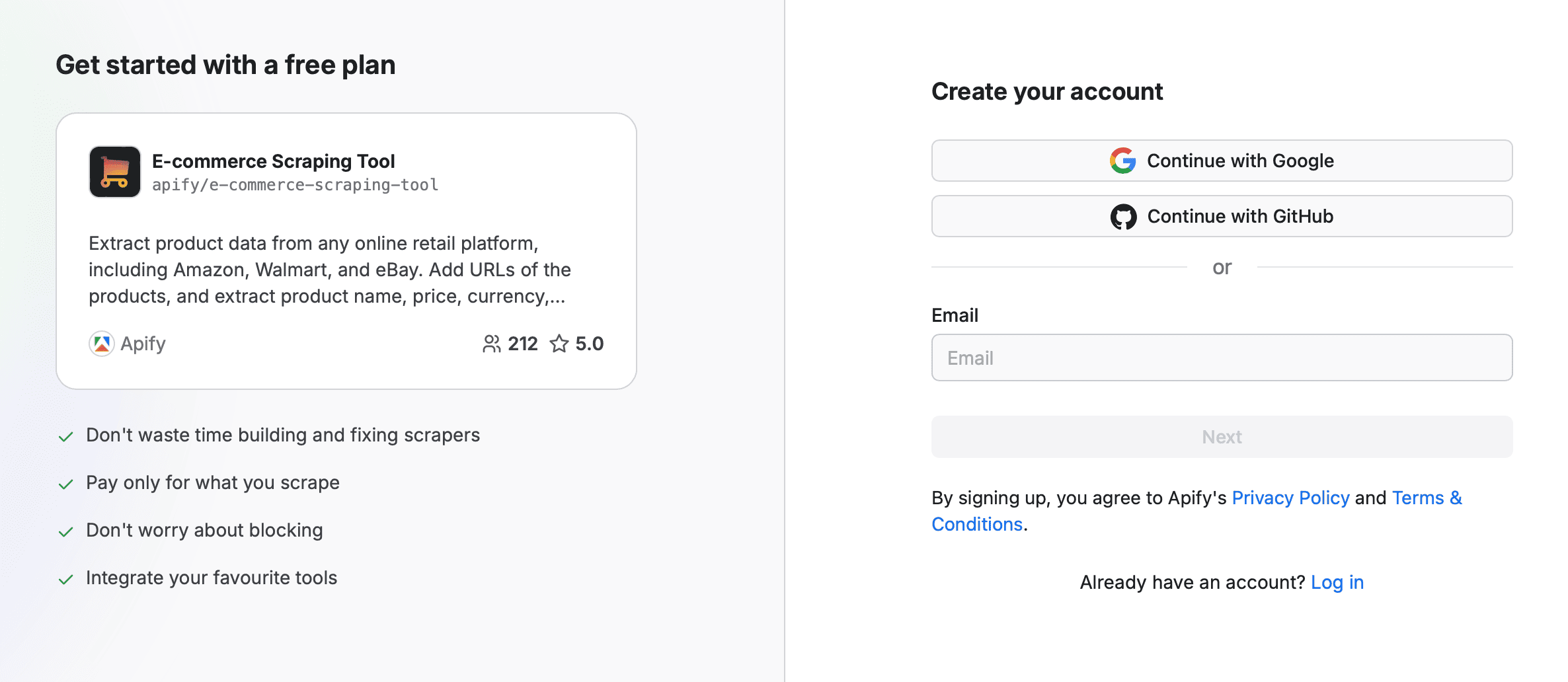Get started with a free plan