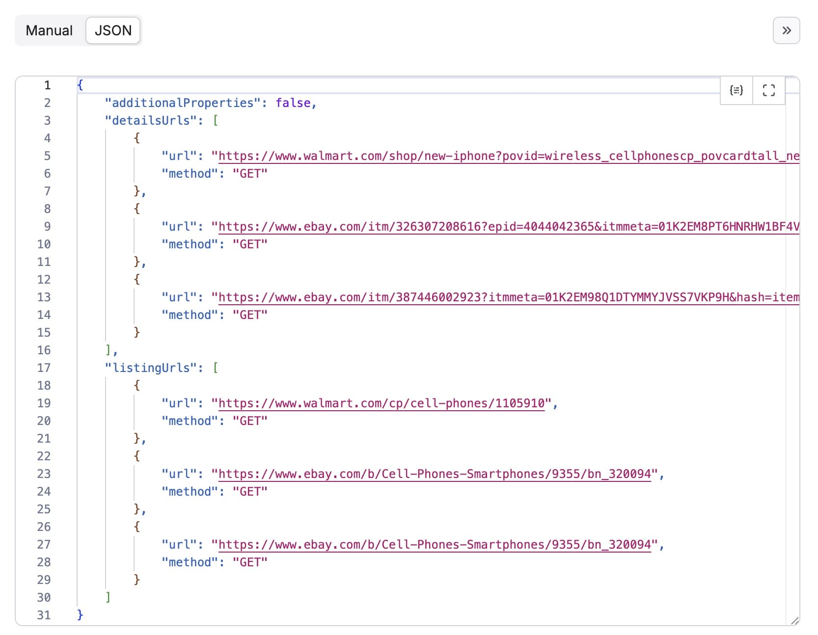 E-commerce Scraping Tool - JSON input