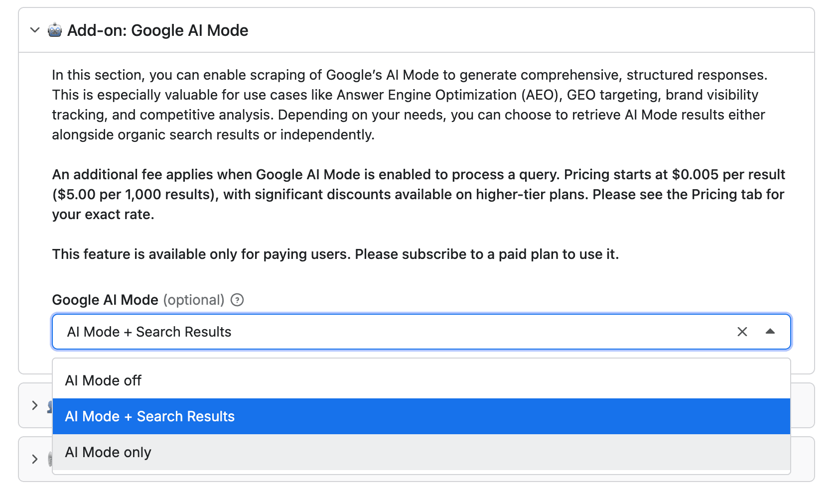 Google Search Resuts Scraper Add-on: Google AI mode.png