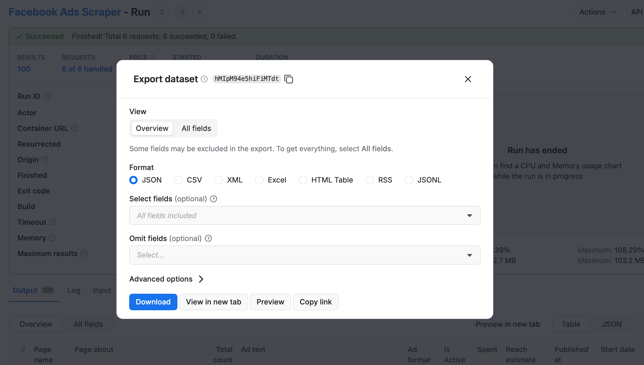 How to extract all data from Facebook Ads
