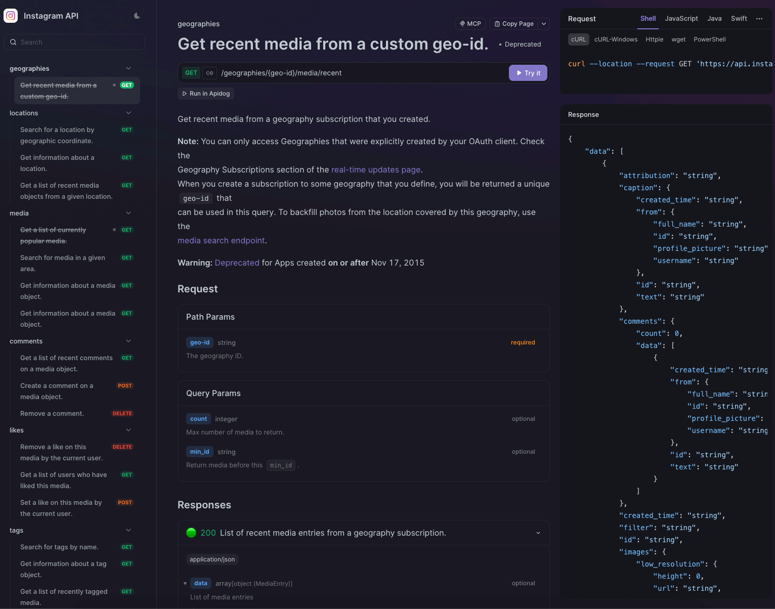 Instagram API available on Apidog API Hub