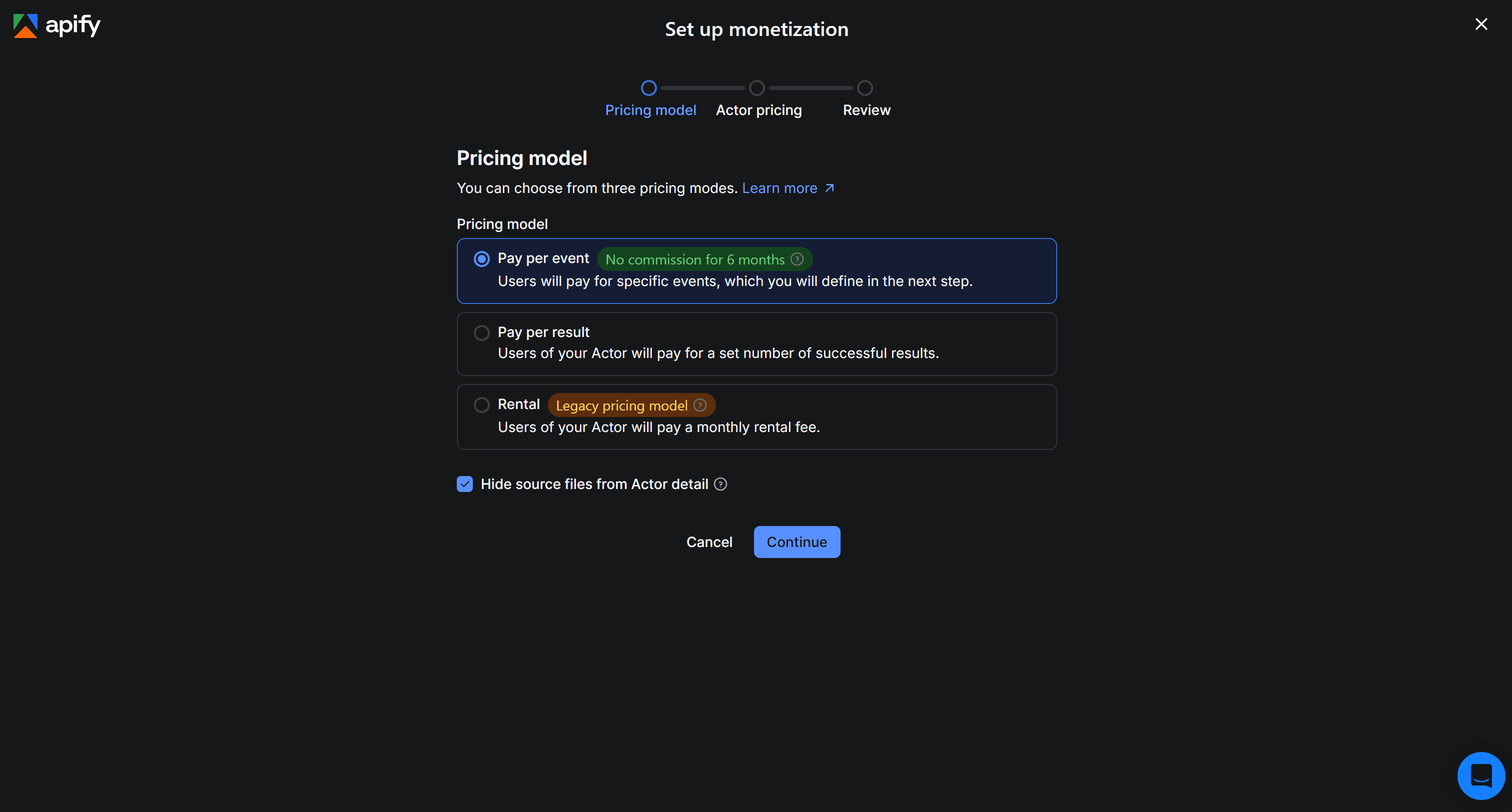 The “Set up monetization” wizard