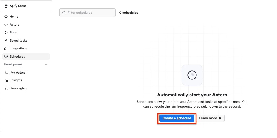 Creating a schedule for Instagram Scraper