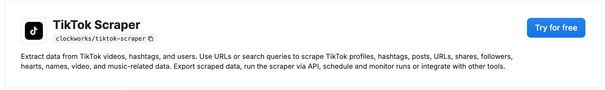 TikTok Scraper on Apify Store