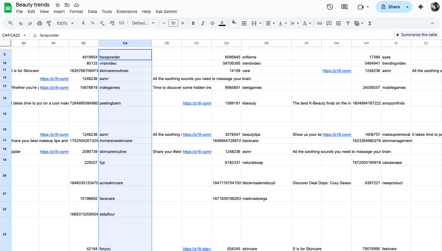 Google Sheet with scraped results