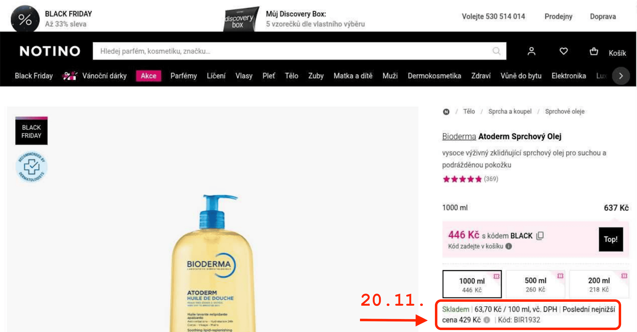 Manipulace s minimální cenou před akcí na Notinu - 20.11.