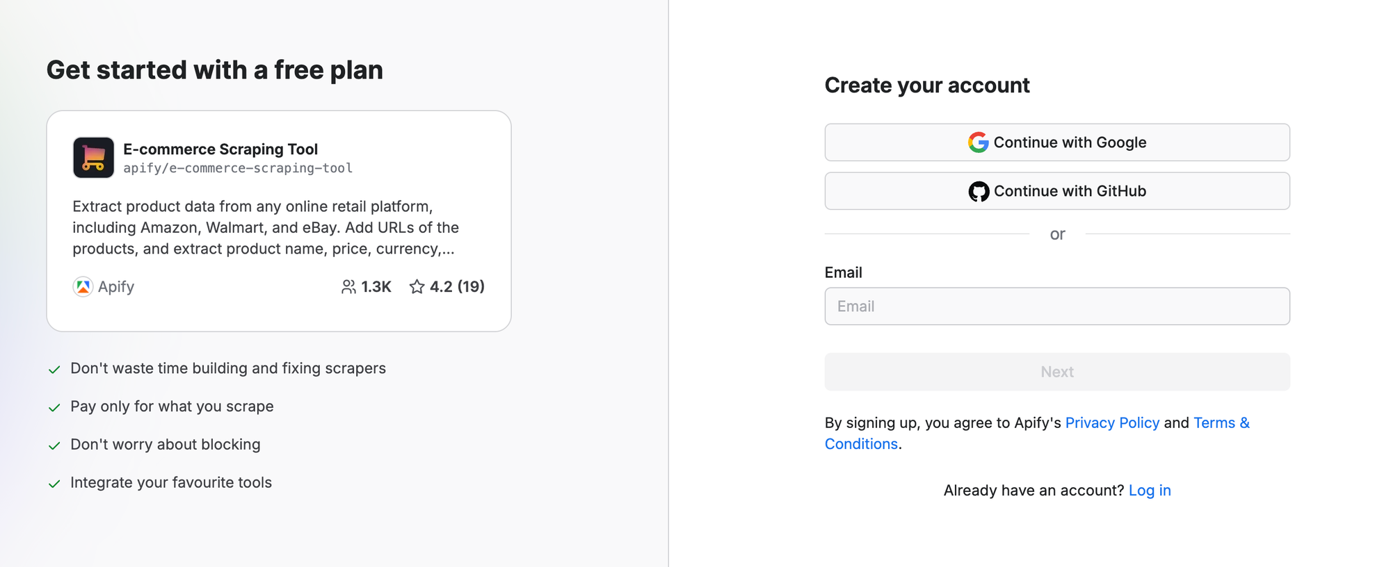 Get started with a free plan