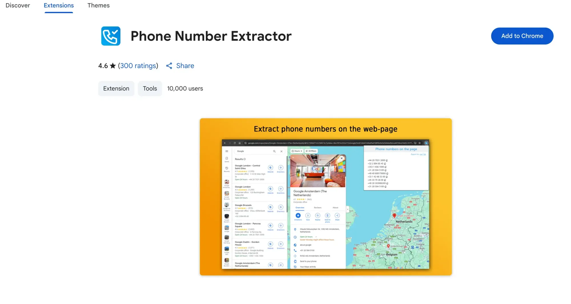 Phone Number Extractor chrome extension