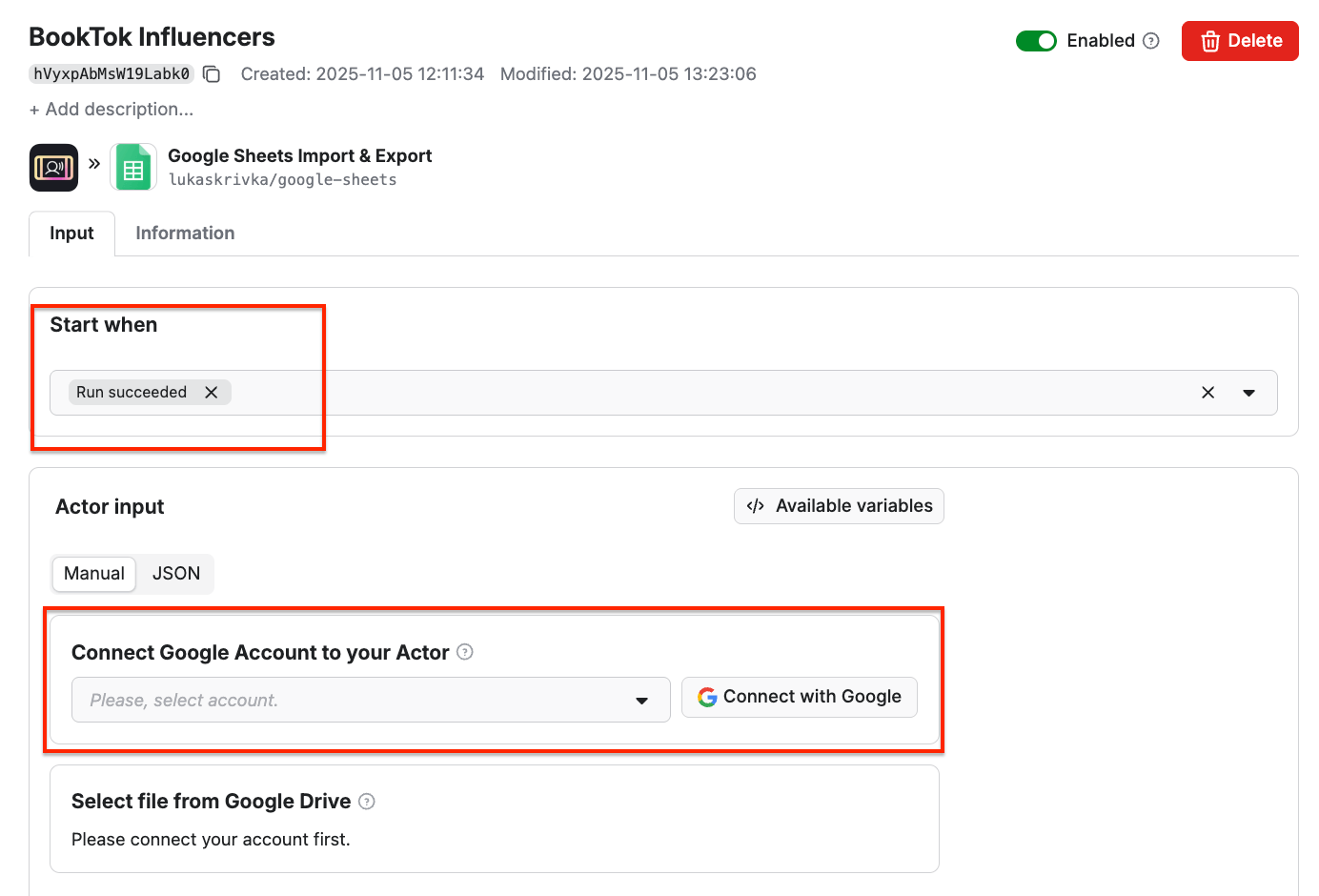 Integration with Google Sheets Import & Export