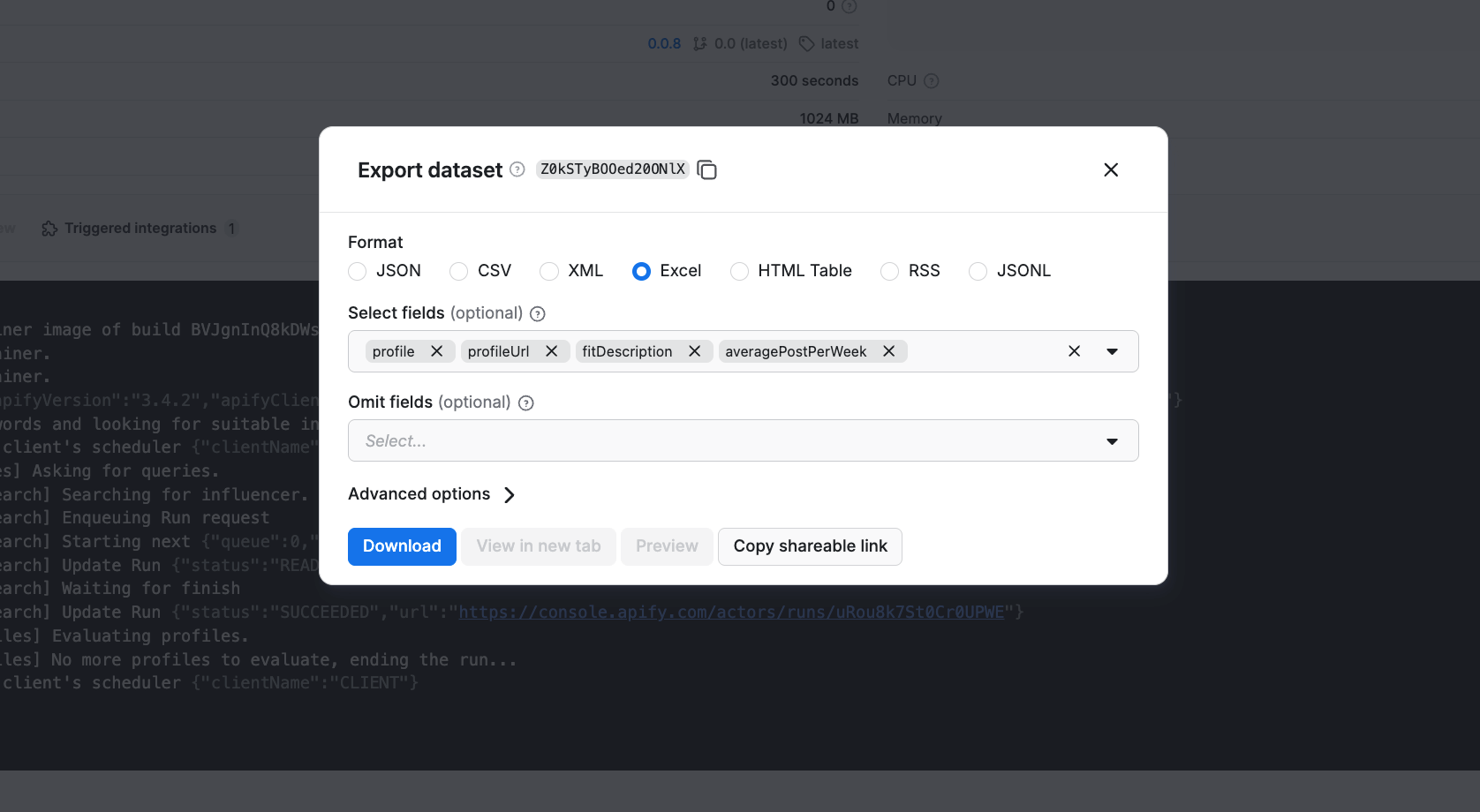 Influencer Discovery Agent - data export 