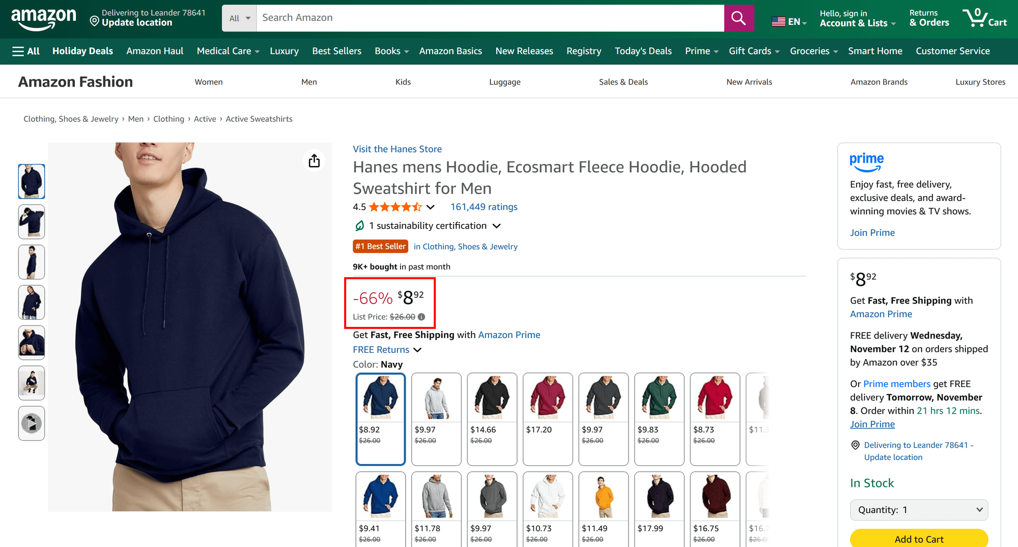 The price of the first Amazon product page