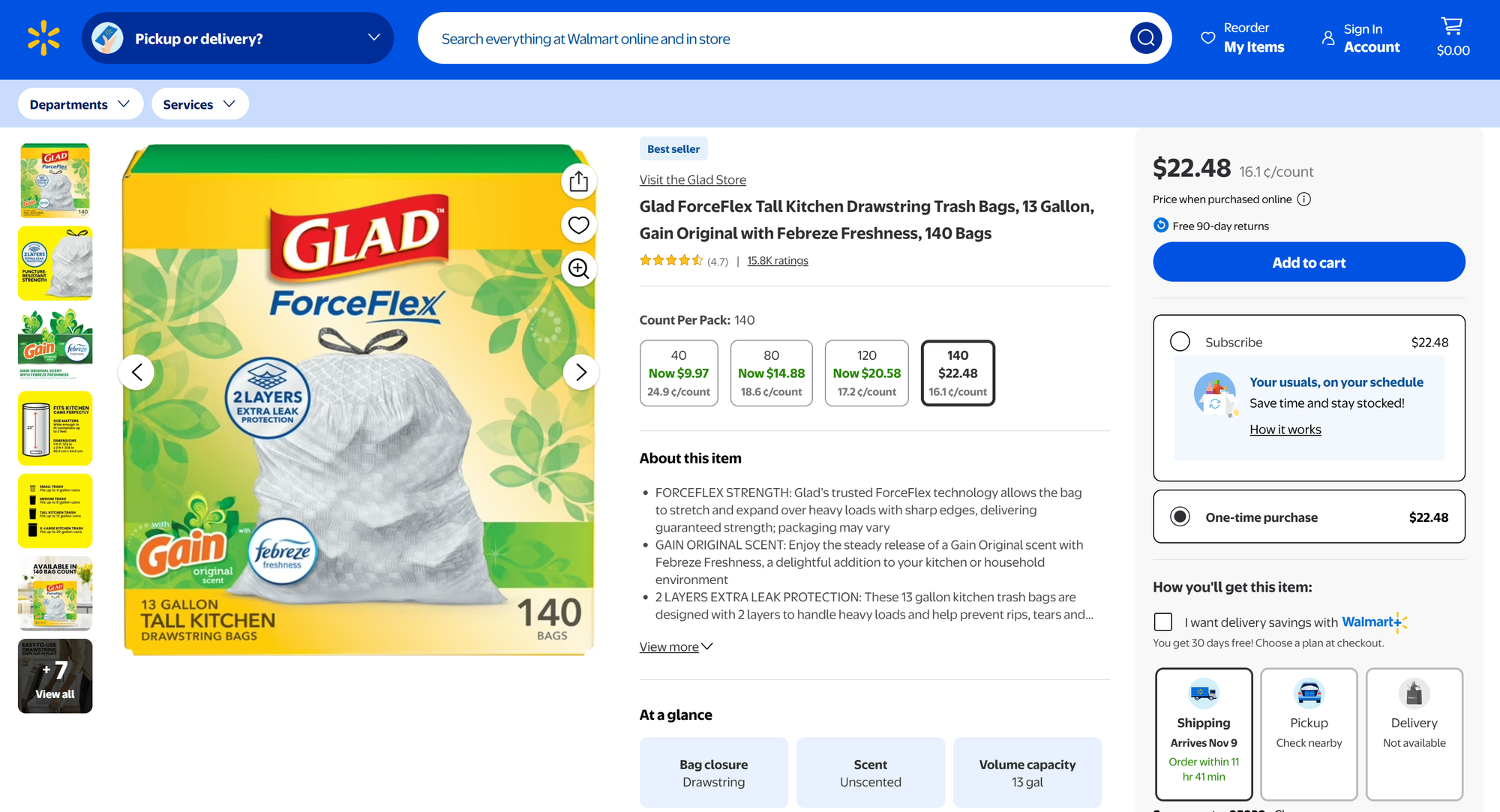 The first target Walmart product page