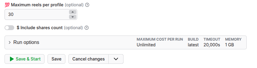 Instagram Reel Scraper start