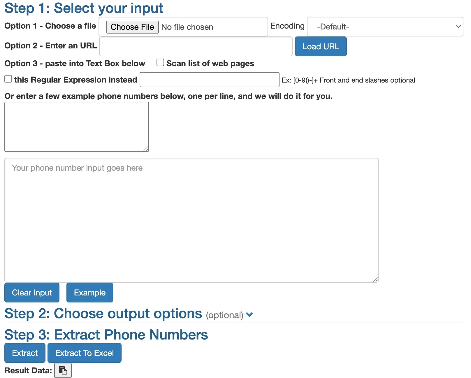 Regex tool for phone number extraction