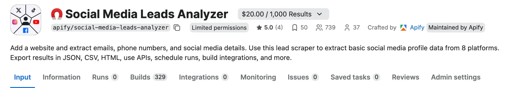 Social Media Leads Analyzer Actor