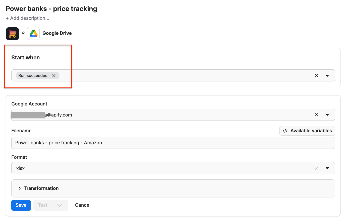 Integration starting point
