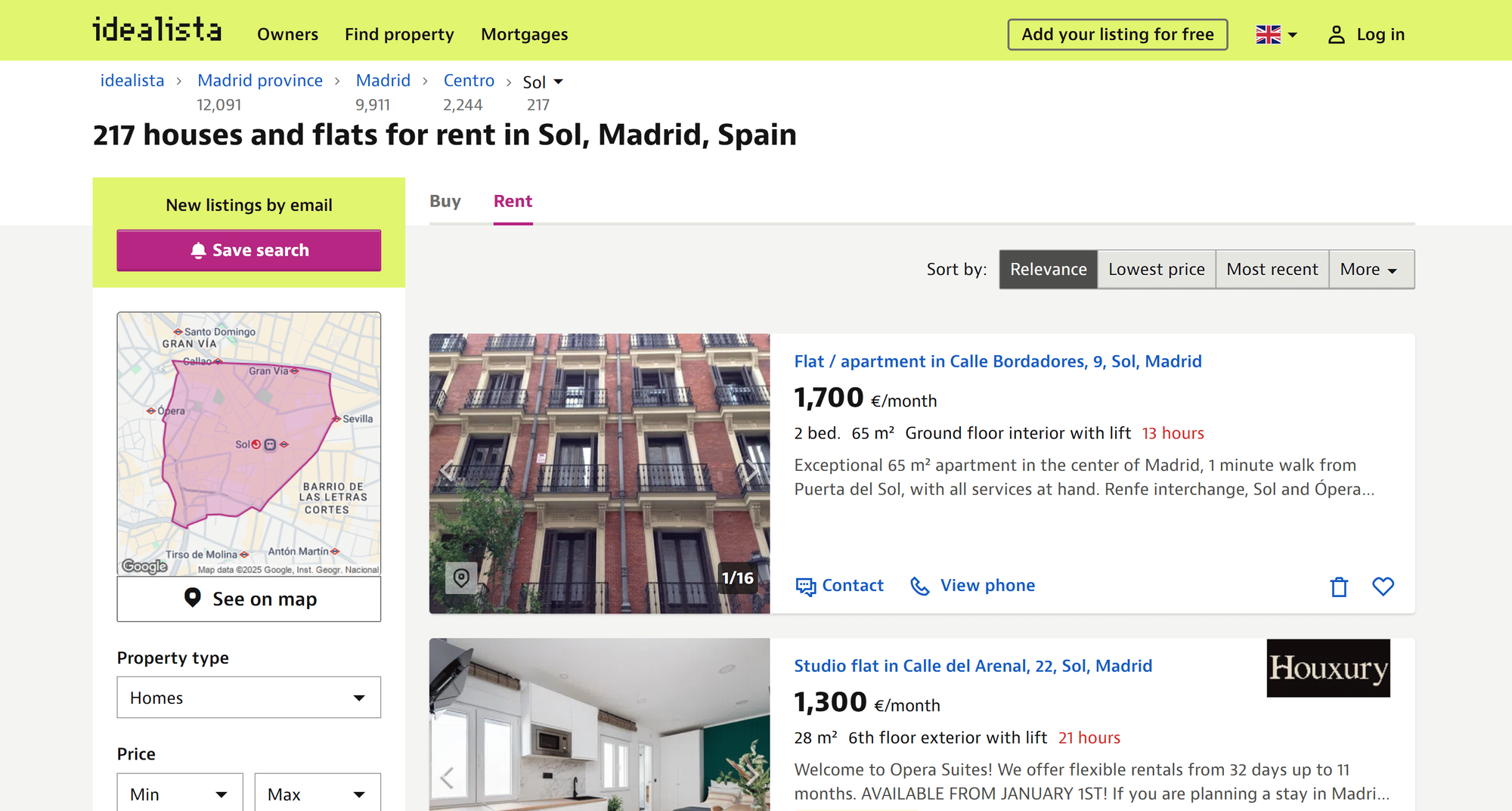 Looking for houses and flats in Sol, Madrid, Spain on Idealista
