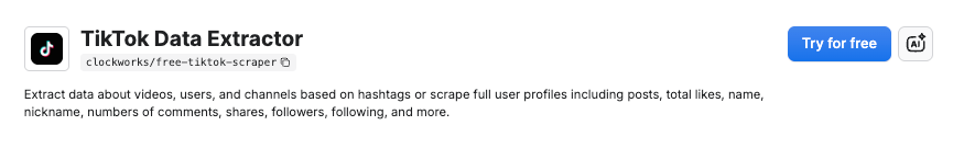 TikTok Data Extractor on Apify Store
