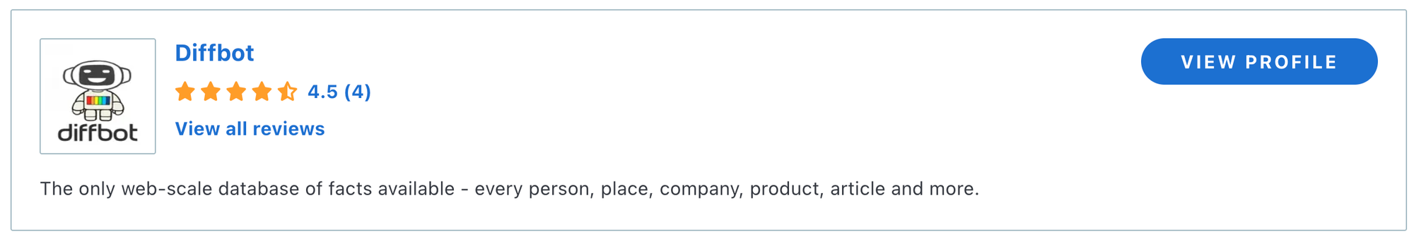 Diffbot’s rating on Capterra