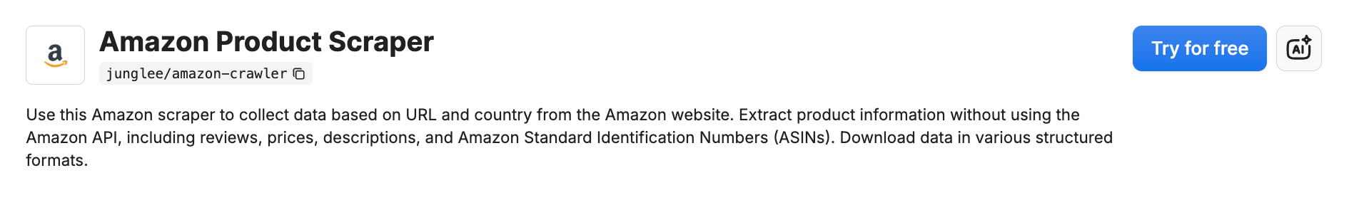 Amazon Product Scraper on Apify Store