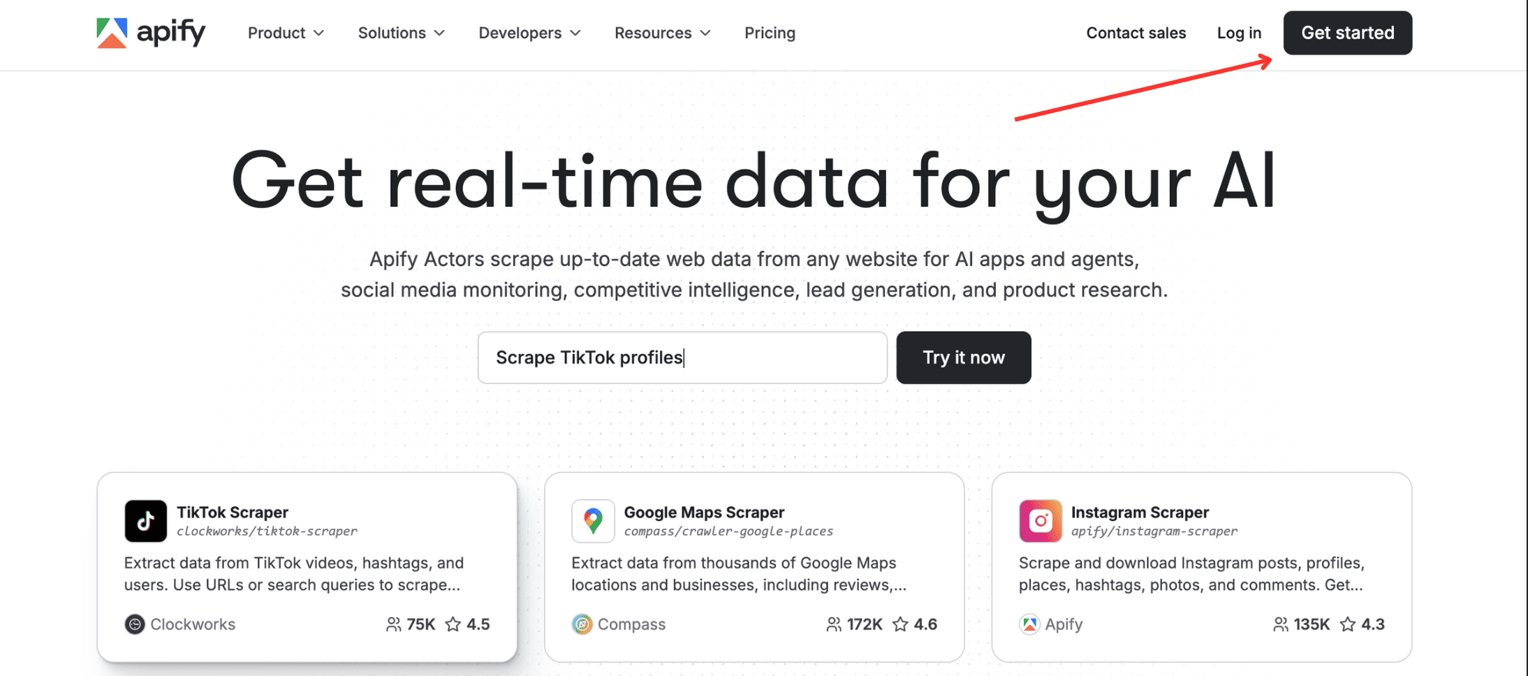 Signing up for Apify