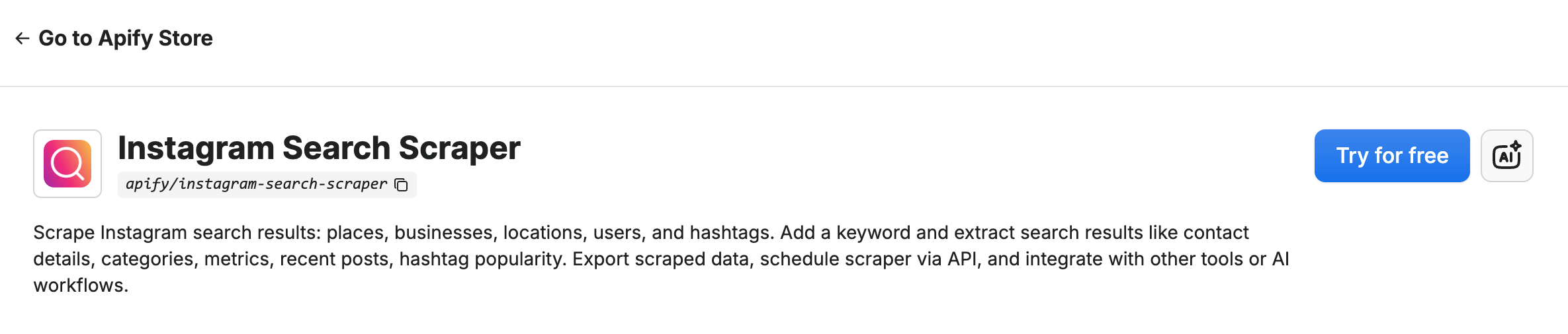 Instagram Search Scraper on Apify Store