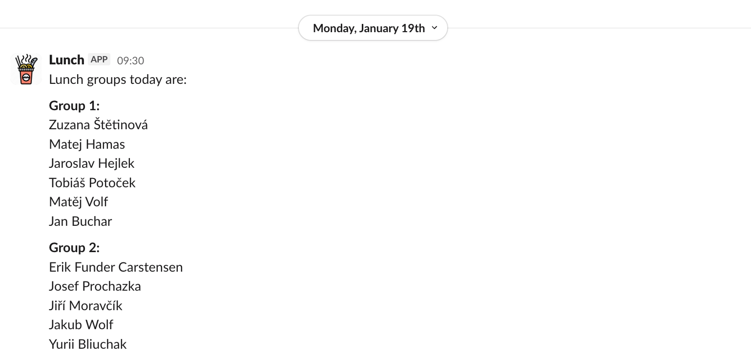 Apify organizes optional daily lunch groups