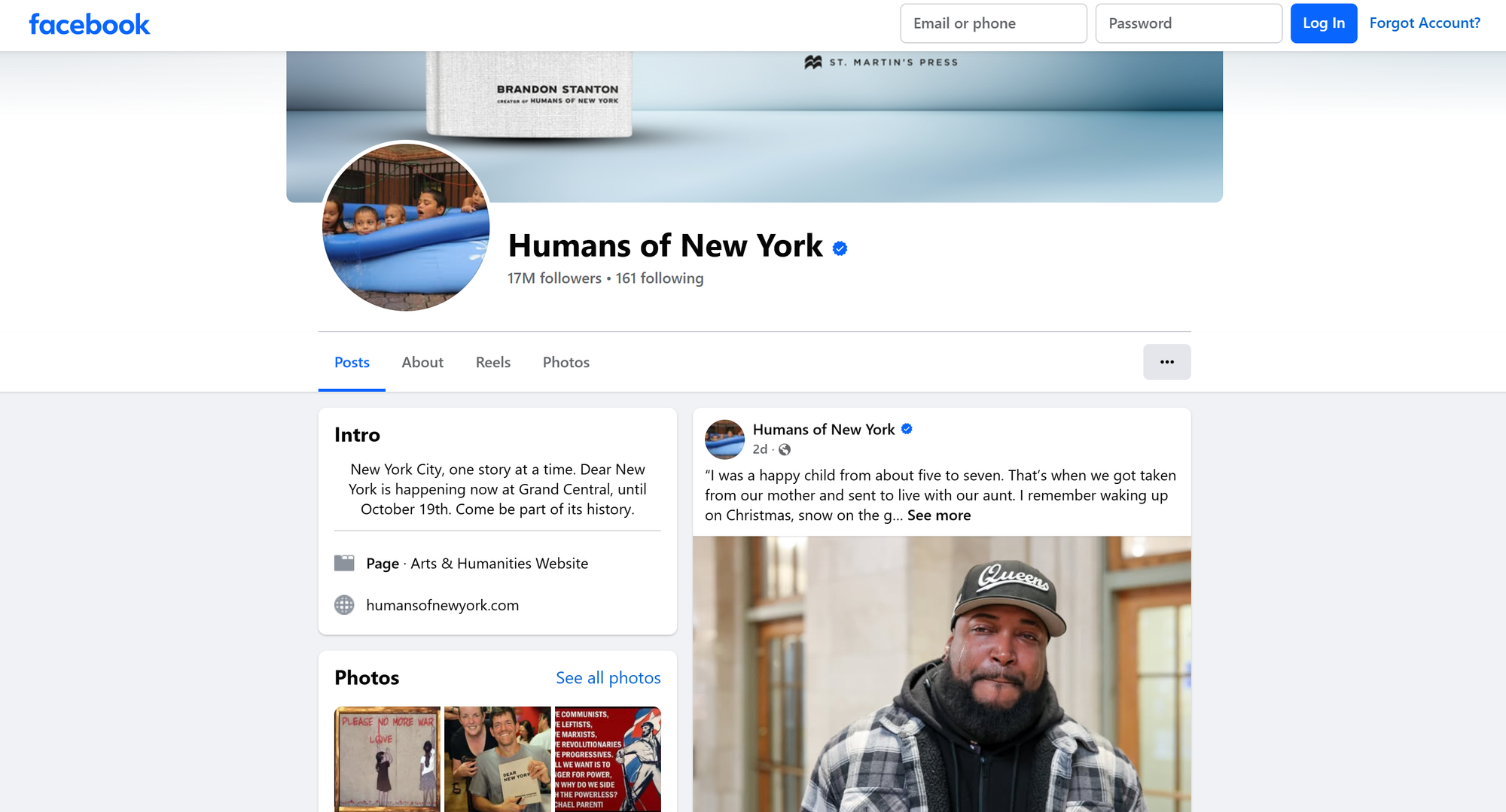 The latest posts from the Humans of New York Facebook Page