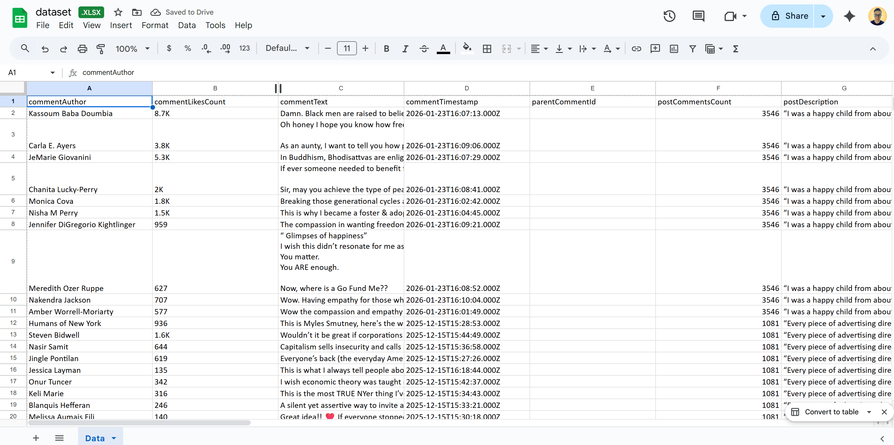 Exploring the output in Google Drive