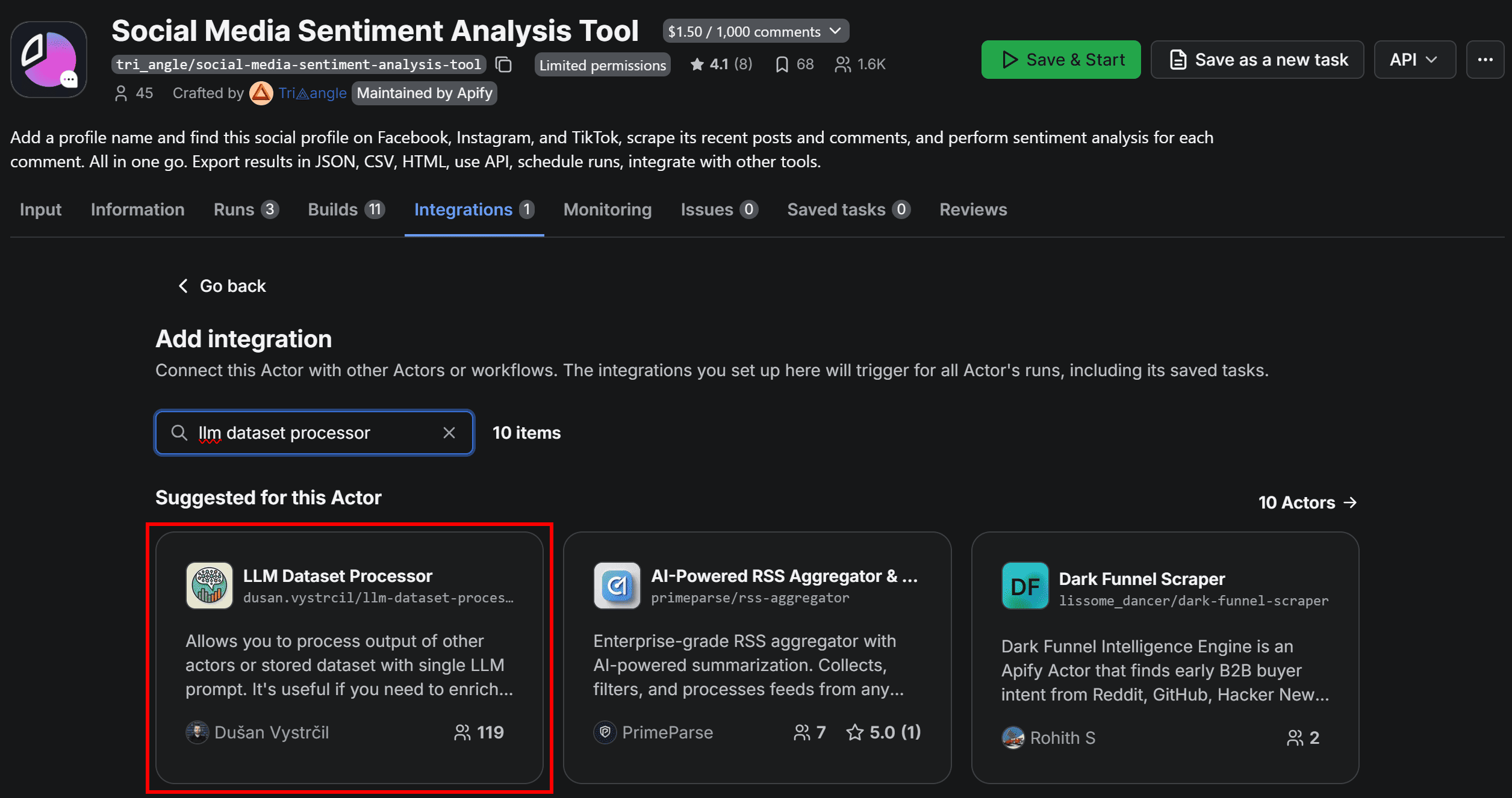 Selecting LLM Dataset Processor